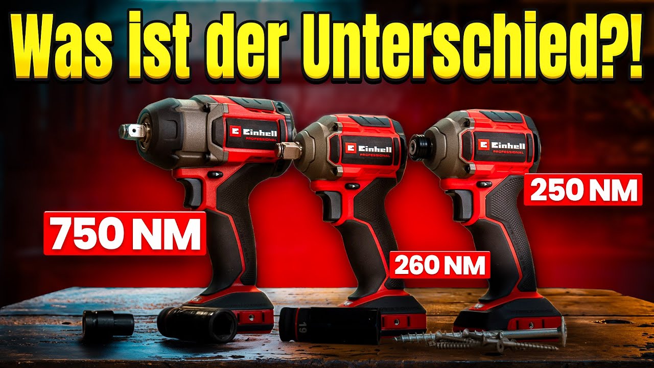 Welcher EINHELL Akku-Schlagschrauber passt zu dir? 250 vs. 260 vs. 750 Nm im Vergleich
