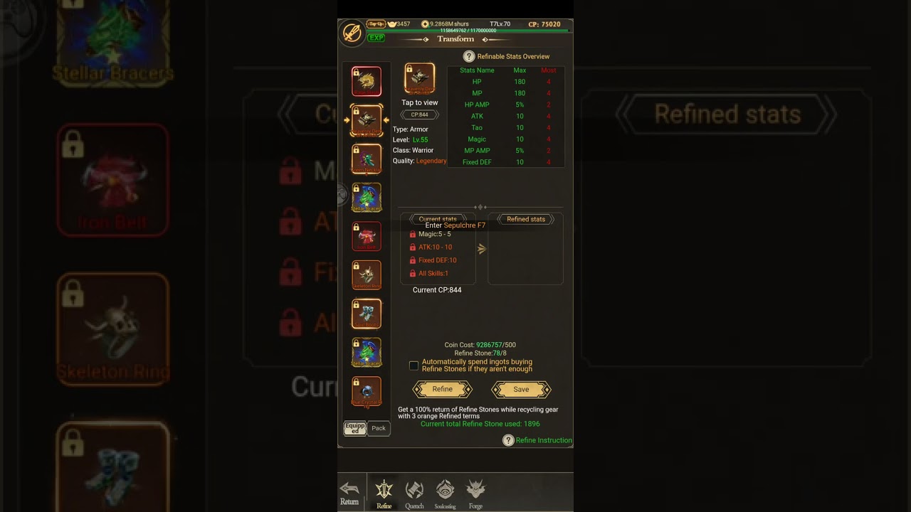 Warriors and Adventure - Stellar Gear Part 1, Gear/Stat selection