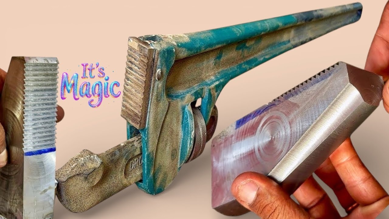 Broken Pipe Wrench Restored Better Than New on Lathe | Unbelievable Method