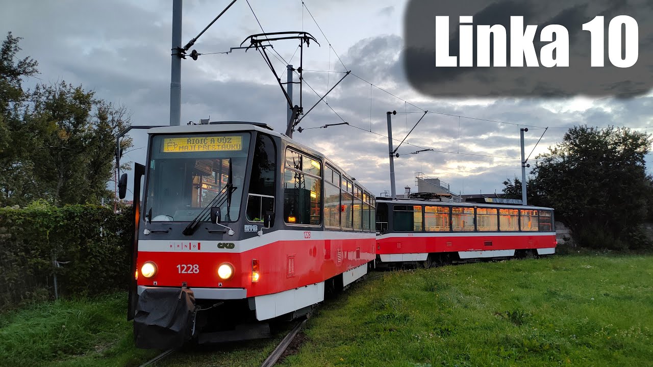 Linka 10 Brno -- Stránská skála - Ečerova [ČKD DS 2xT6A5] [Tram Cab View]