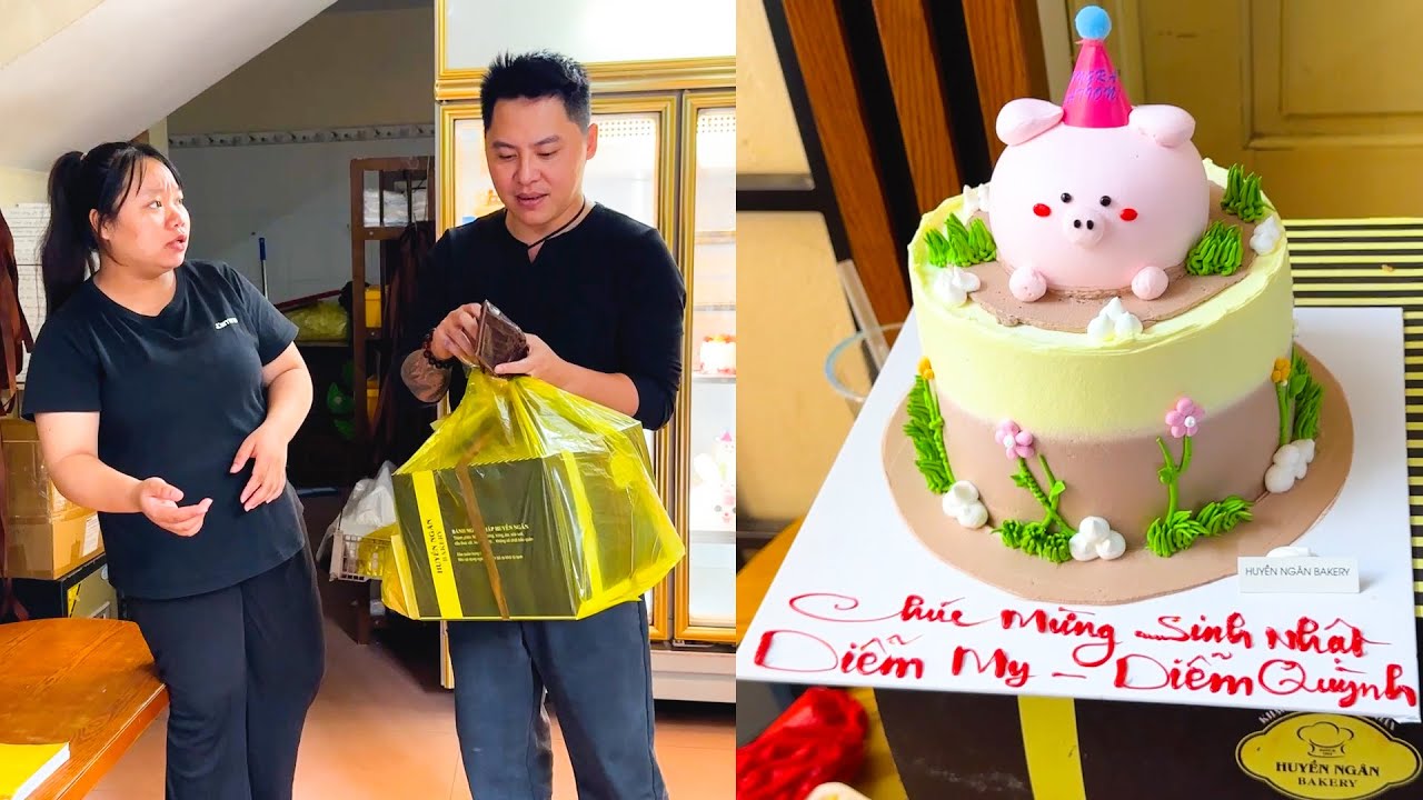 Dad secretly bought a birthday cake for Quynh and Diem