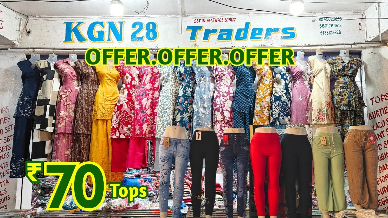 Hyderabad Wholesale Ladies Tops, Leggings, Plazzos, Dupattas, Co-Ord Sets Starting ₹70 Madina Market
