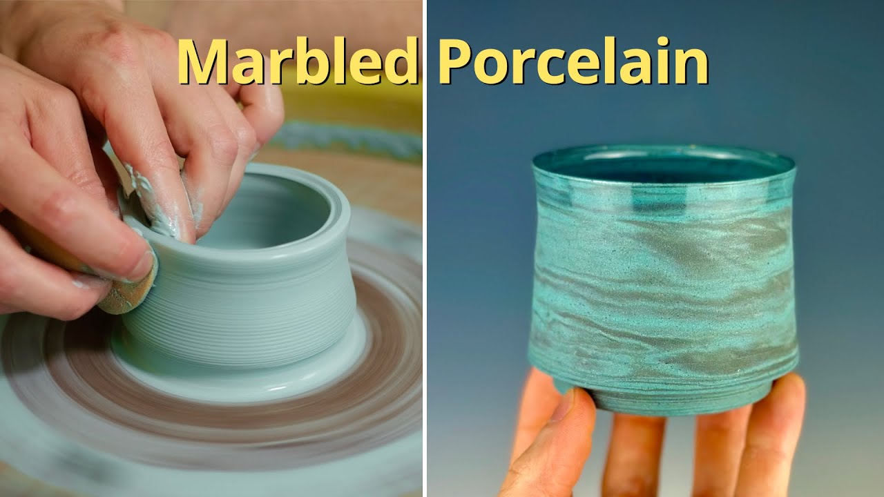 Marbled Teal & Black Porcelain Cup: Start to Finish