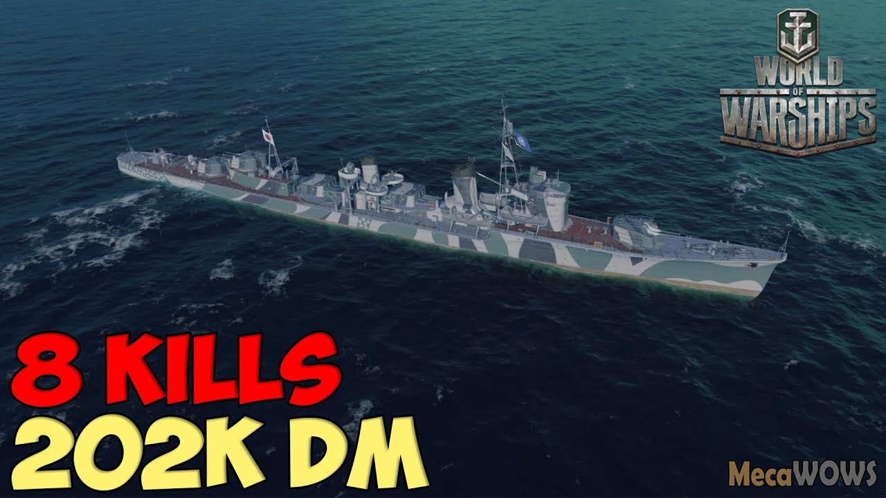 World of WarShips | Asashio | 8 KILLS | 202K Damage - Replay Gameplay 4K 60 fps