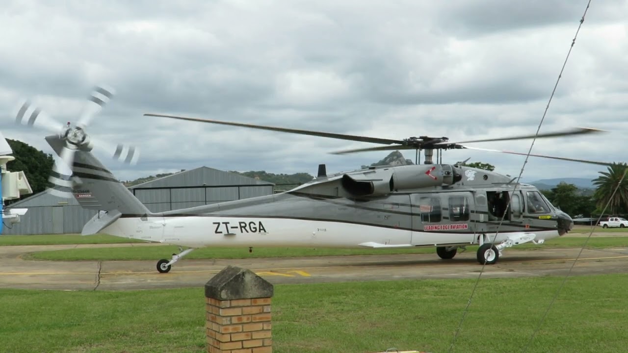 UH-60A Black Hawk takeoff Nelspruit  - Leading Edge Aviation, South Africa