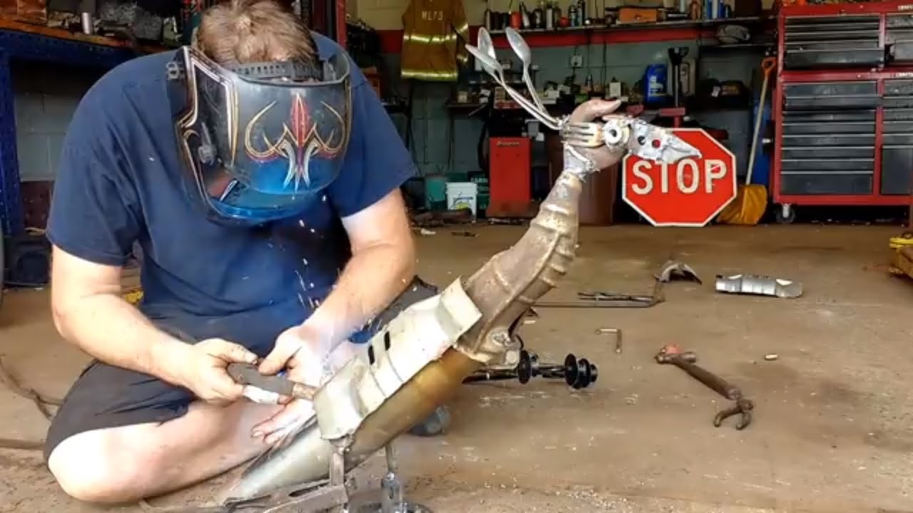 Scrap Metal Welded Peacock Garden Sculpture