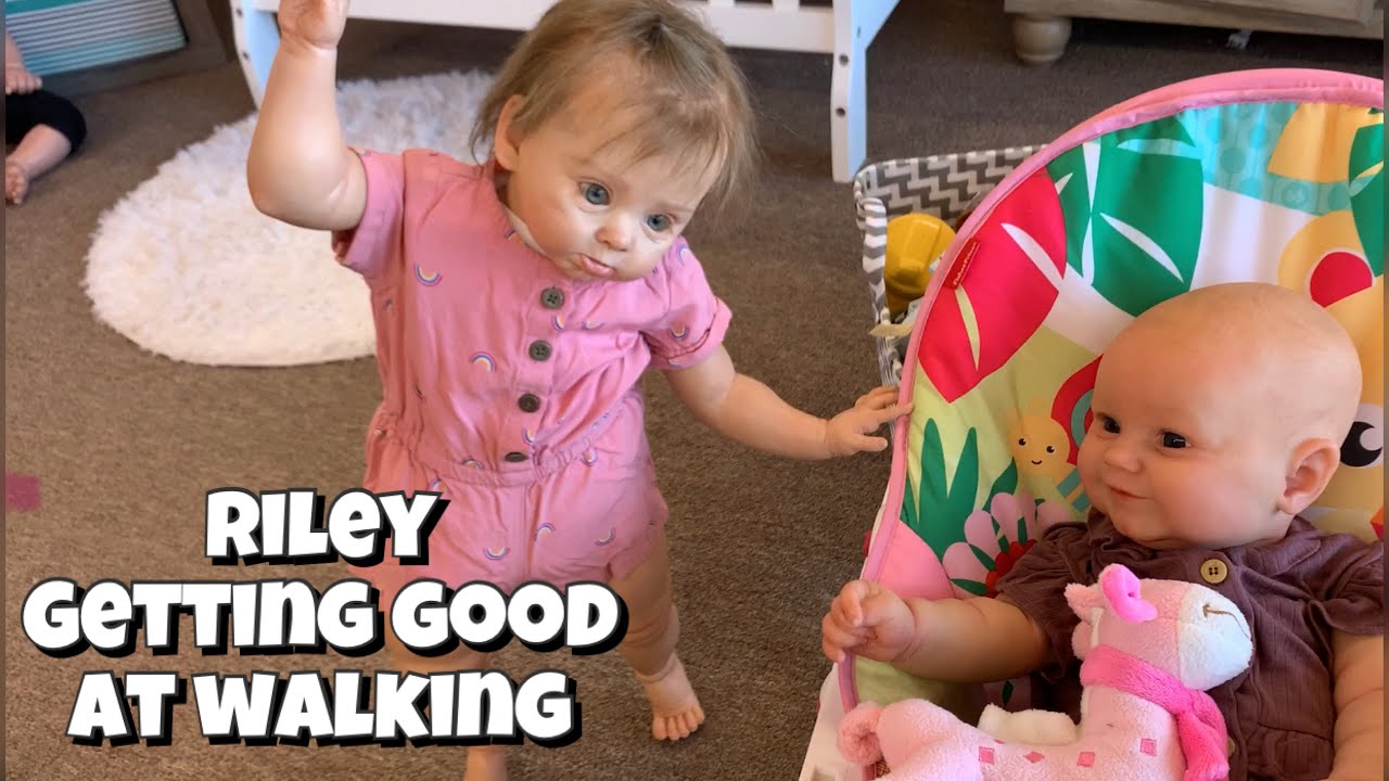Riley getting better at walking reborn role play Rey and maddi in the nursery