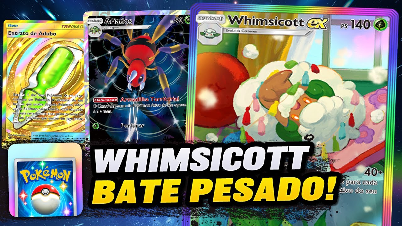 Pokémon Algodão QUE BATE PESADO! Deck de Whimsicott com Ariados, é supreendente no Pokémon Pocket!