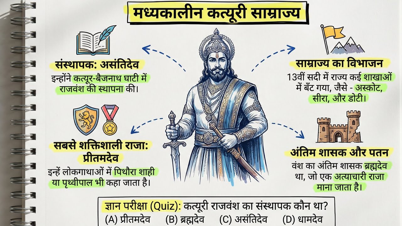 उत्तराखंड का मध्यकालीन इतिहास | कत्यूरी साम्राज्य | बहुराजकता का युग | मुस्लिम शासकों के आक्रमण