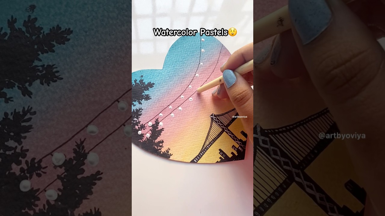 Simple Watercolor painting😳💖#shortviral #artshorts #diyideas #easyart #easypainting #diy