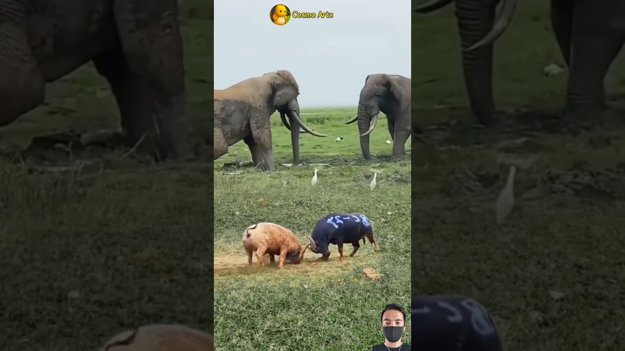 WOW!! PERSETERUAN ANTAR GAJAH DAN KERBAU #animals #shorts