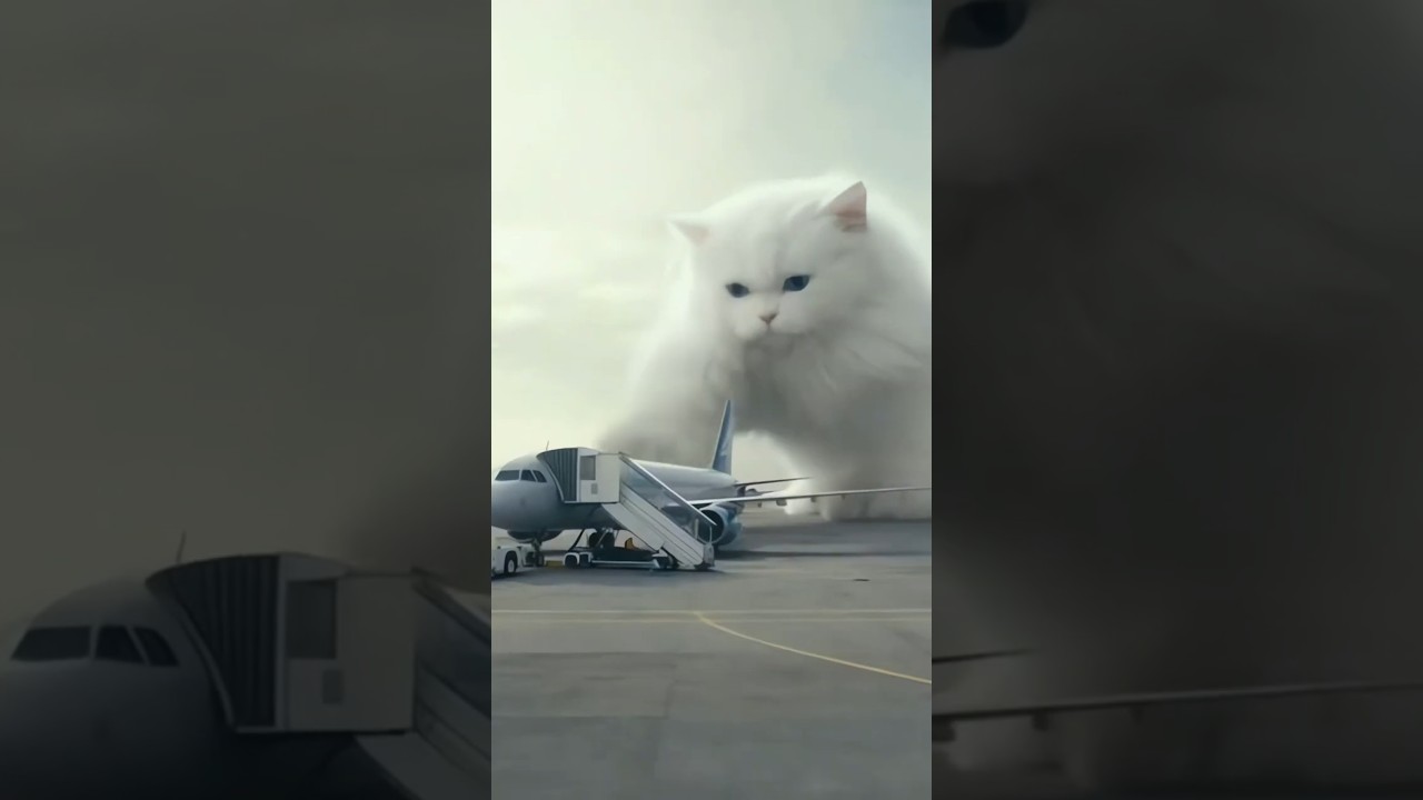 Giant Fluffy Cat Destroys Airplane | Epic Airport Chaos Caught on Camera #cat