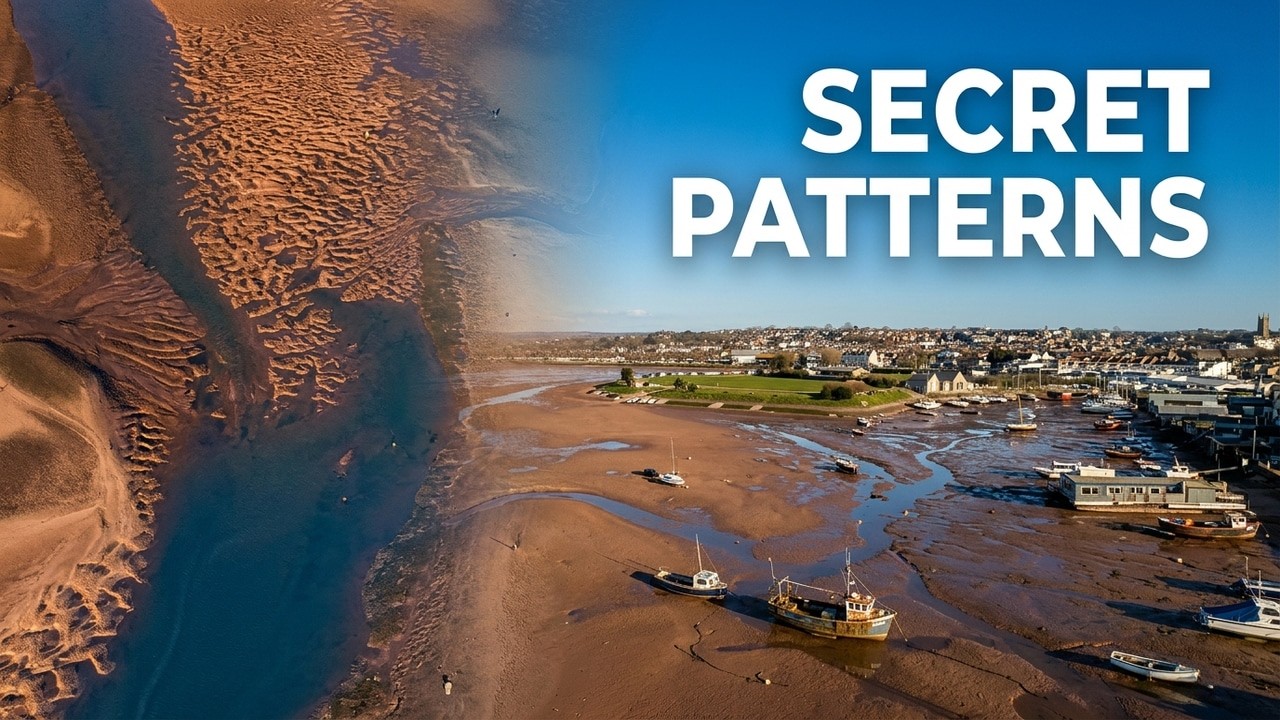 Exmouth Estuary Low Tide | Mudflats & Scattered Boats in 4K