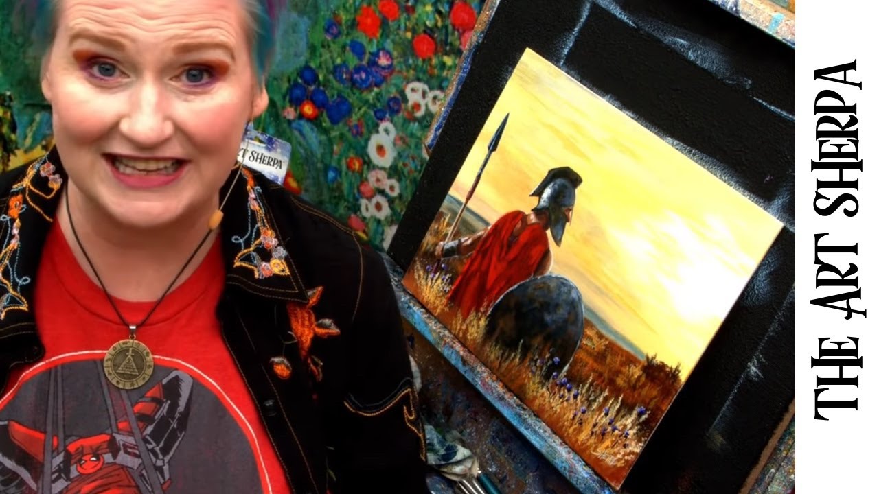 How to paint with Acrylic on Canvas a Roman Gladiator in high grass | TheArtSherpa