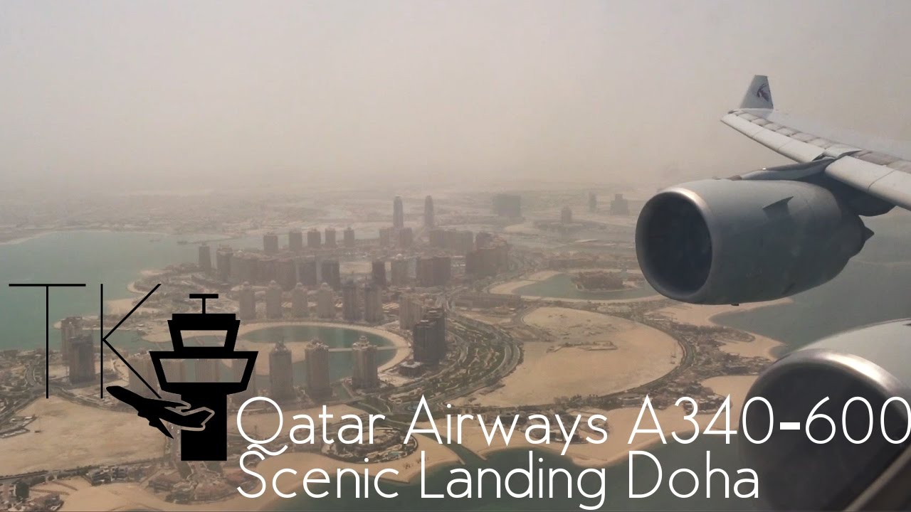 Smoothest Landing ever?! Qatar Airways Airbus A340-600 Super Scenic Landing at Doha Airport (DOH)