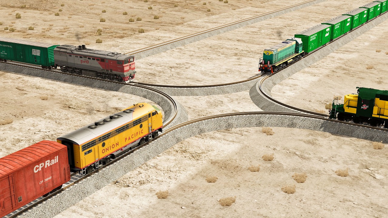 Trains vs Junction Split Crashes in BeamNG.drive #1 |BeamNG High Speed