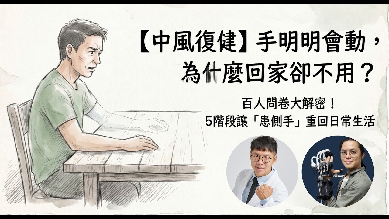 【中風復健】手明明會動，為什麼回家卻不用？百人問卷大解密！5階段讓「患側手」重回日常生活