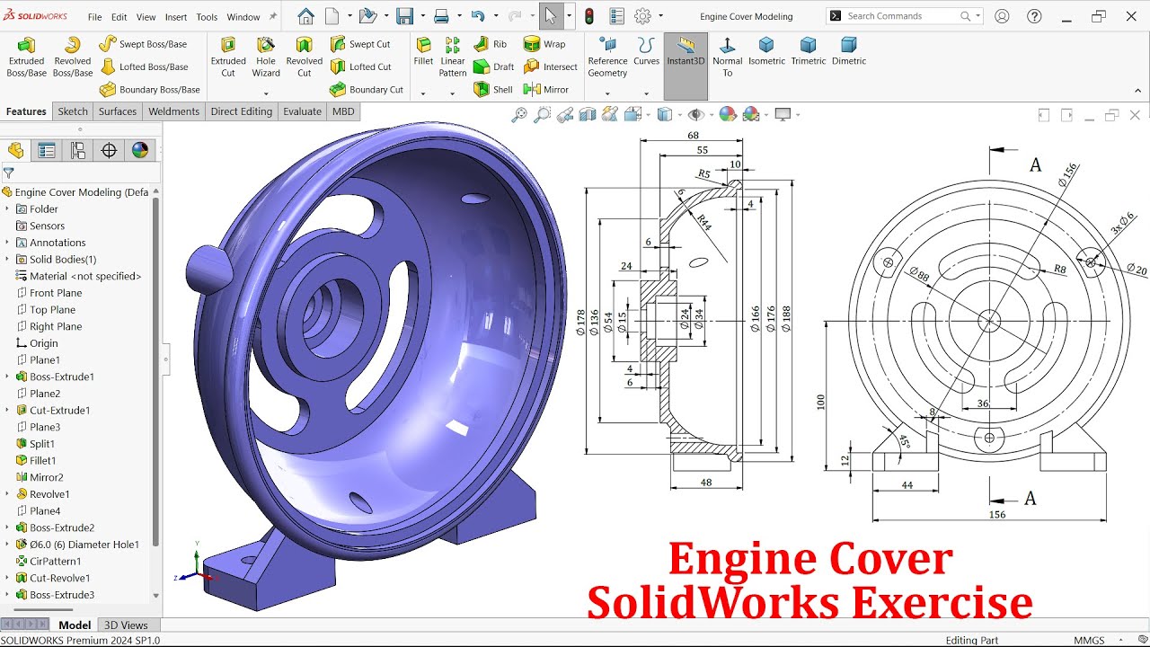 SolidWorks Exercise-Engine Cover Modeling