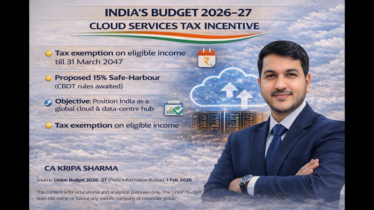 Union Budget 2026 : Cloud & Data Centre Tax Incentives Explained By CA Kripa Sharma