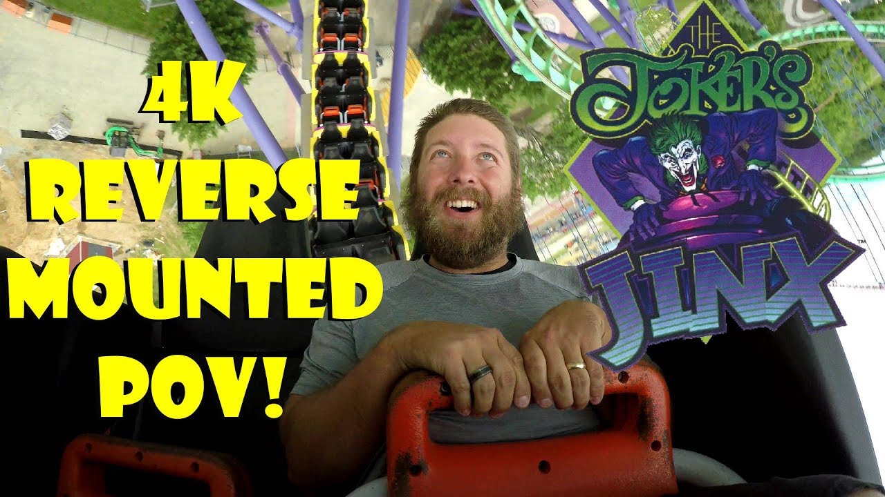 Joker's Jinx 4K MOUNTED REVERSE POV Six Flags America!