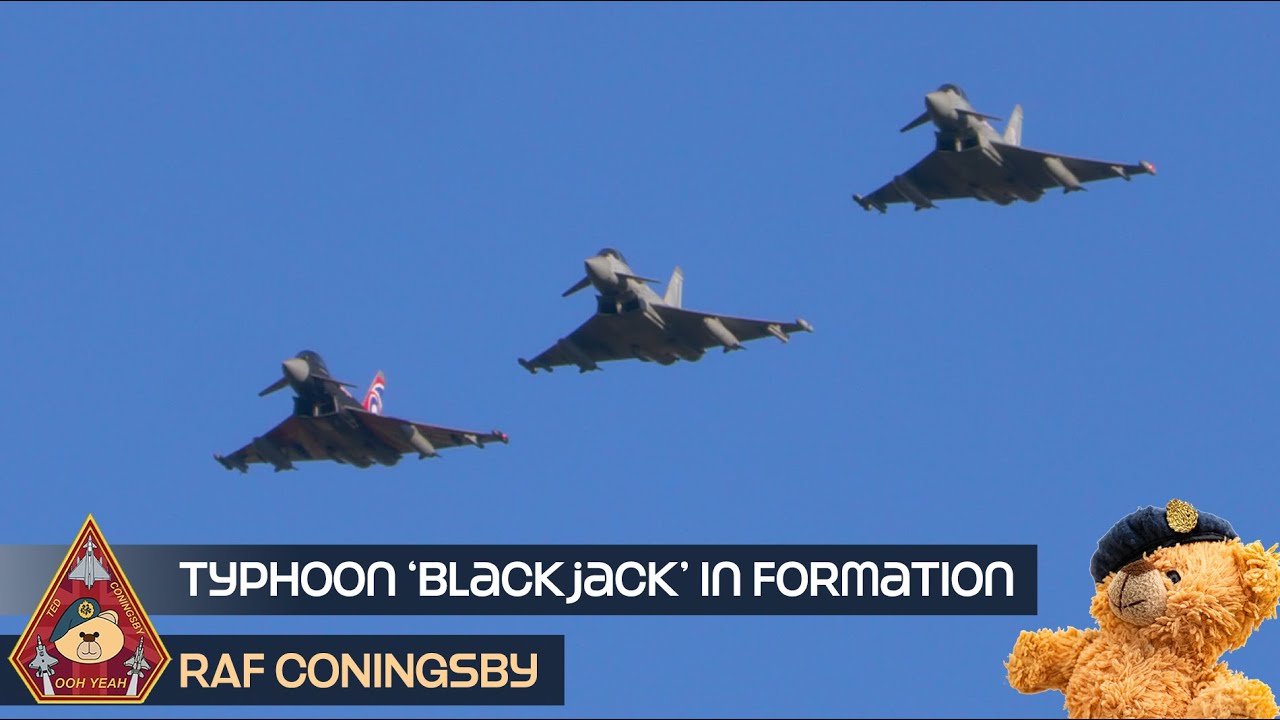 AWESOME DISPLAY TYPHOON 'BLACKJACK' IN FORMATION &bull; 29 SQUADRON TRAINING SORTIES RAF CONINGSBY