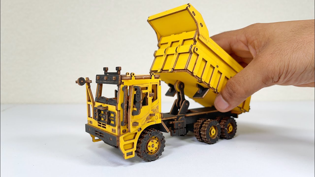 Diy 3D wooden puzzle dump truck build service vehicle series#homemade #puzzle