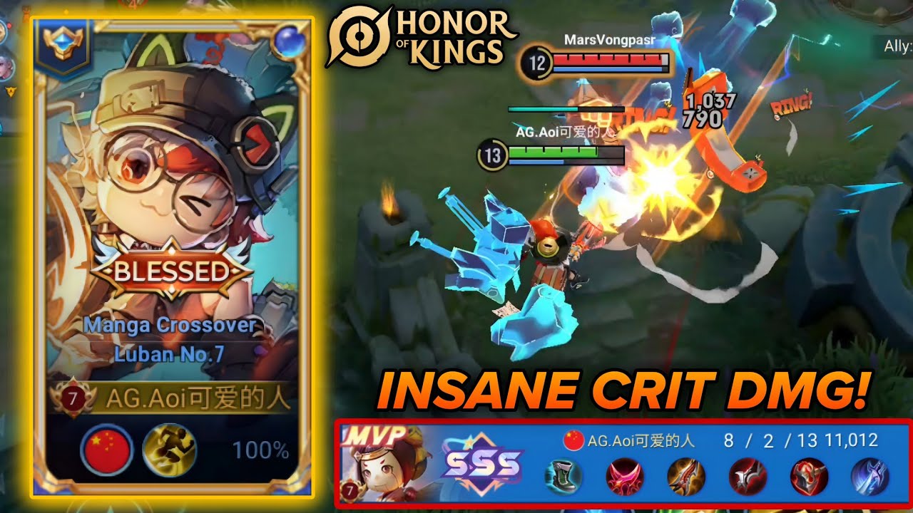 LUBAN NO.7 CRIT DAMAGE BUILD DESTROYS MARCO POLO IN LANE! - HONOR OF KINGS