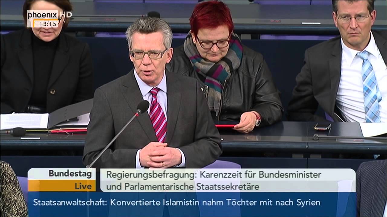 Befragung der Bundesregierung: Thomas de Maizi&egrave;re zur Karenzzeit f&uuml;r Politiker am 04.02.2015