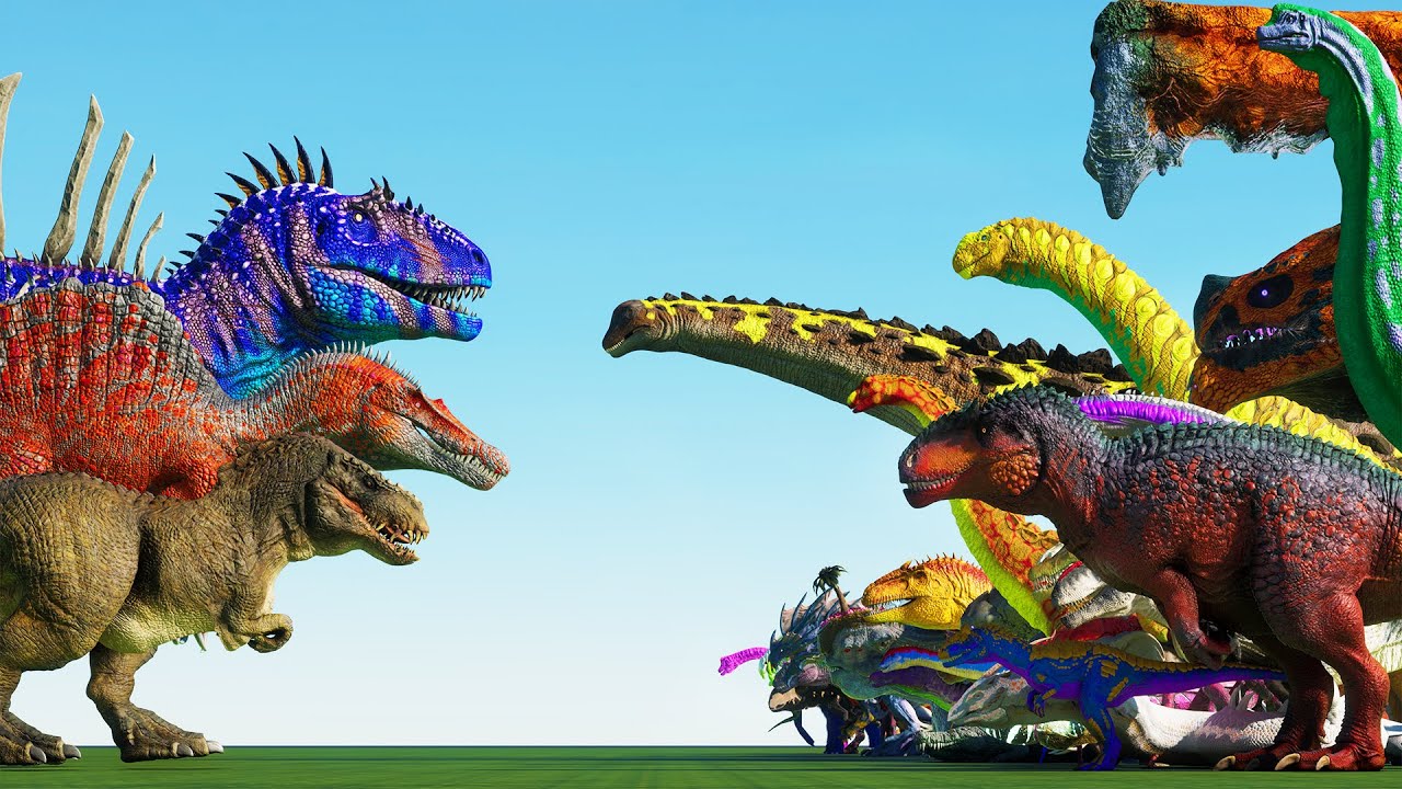 New Carcha, Wak Spino, New T-Rex VS All ARK Dinosaurs & Titans