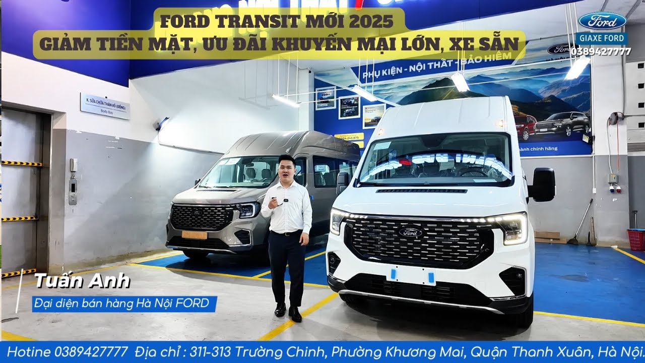 Giá xe 16 chỗ Ford Transit mới 2025| Giảm giá hấp dẫn, Tặng tiền mặt và Gói phụ kiện bảo hiểm đầy đủ