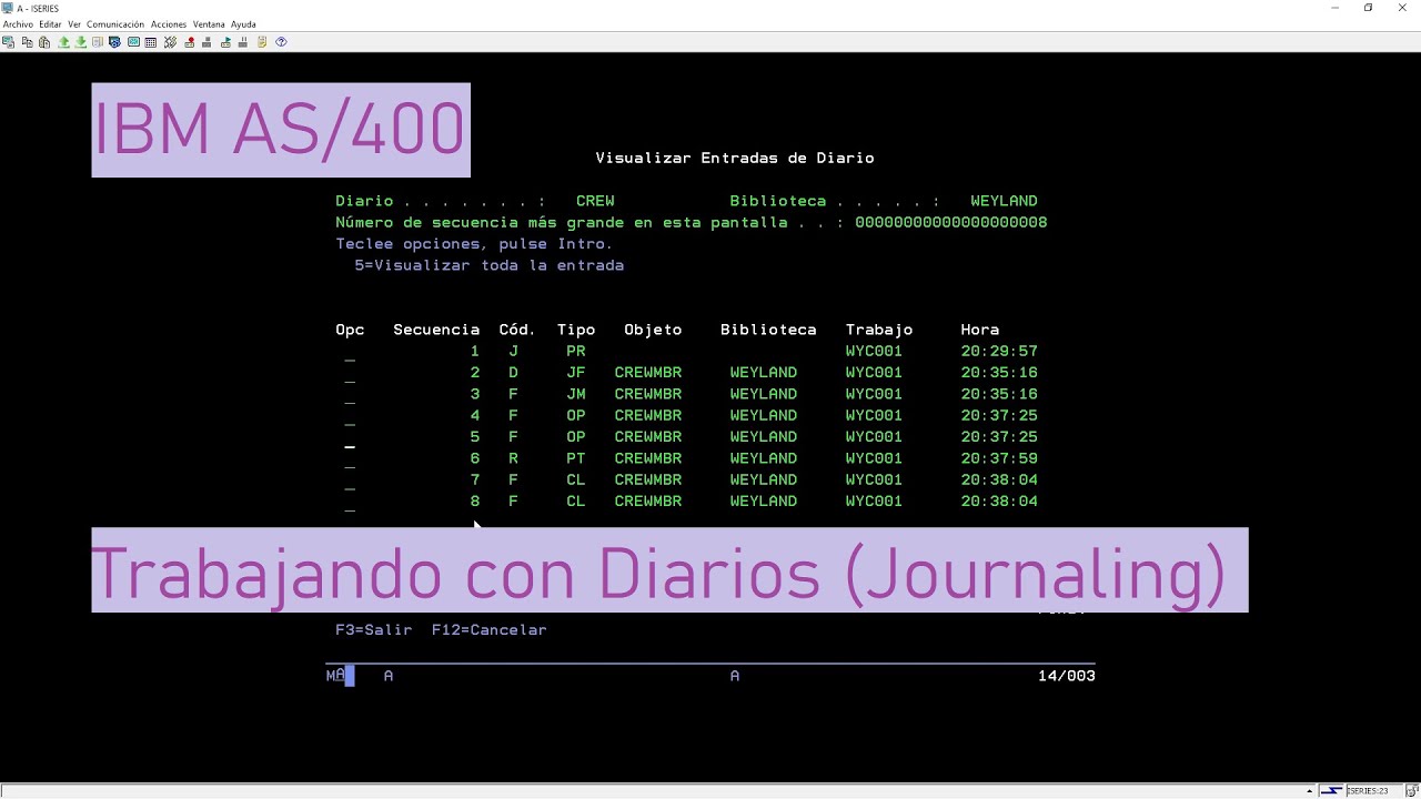 IBM AS/400: Trabajando con Diarios (Journaling)
