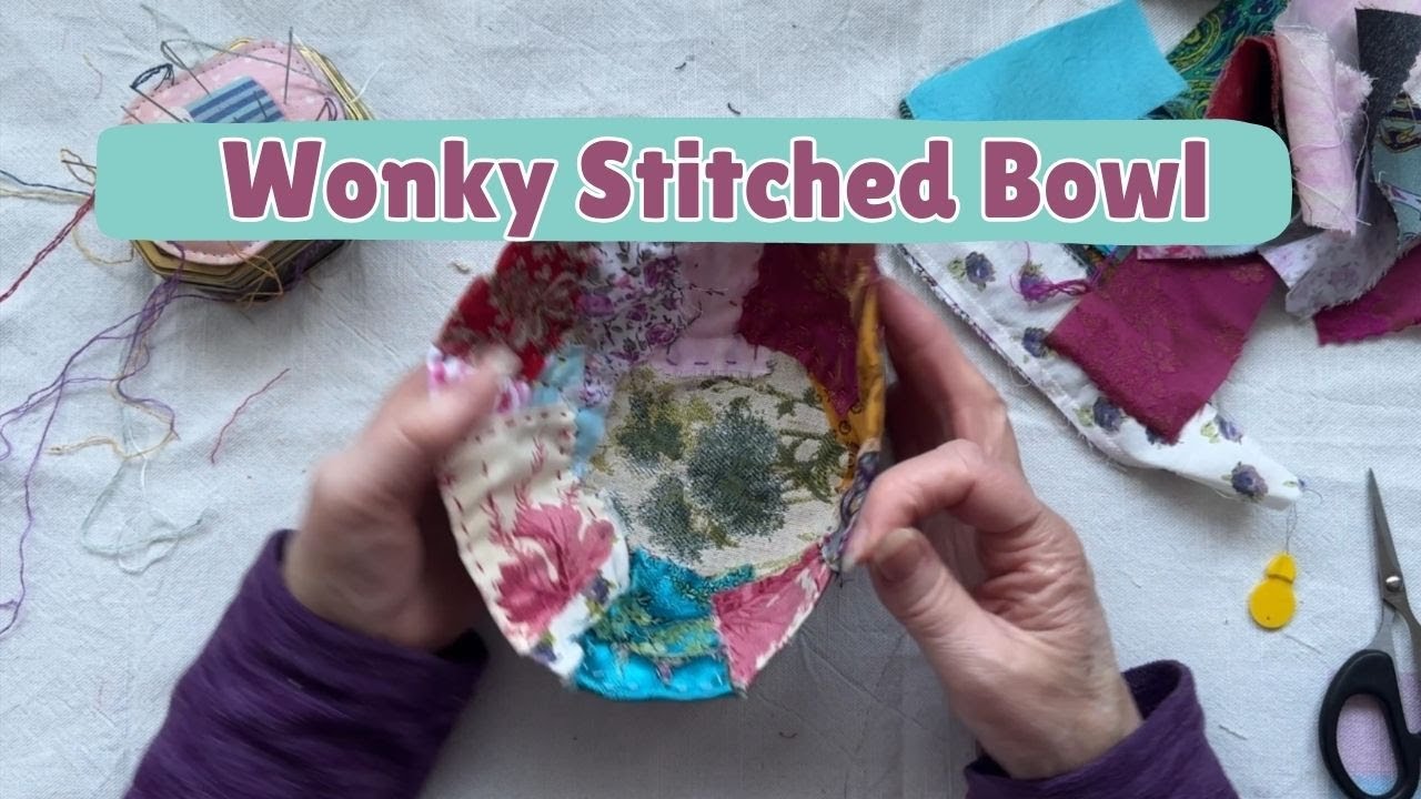 Hand Stitched Wonky Bowls from Scraps in collaboration with @SusanHilesCreates 