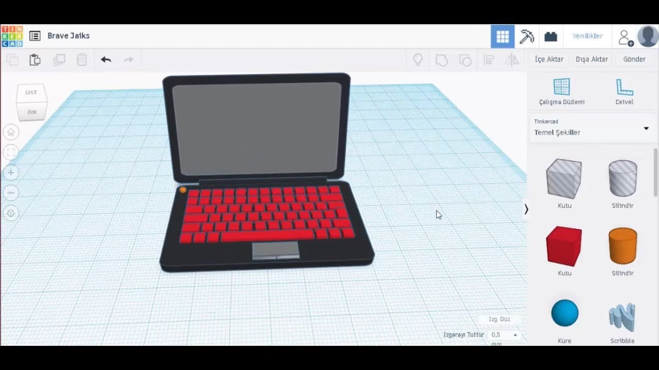 Tinkercad 3D Laptop Tasarımı
