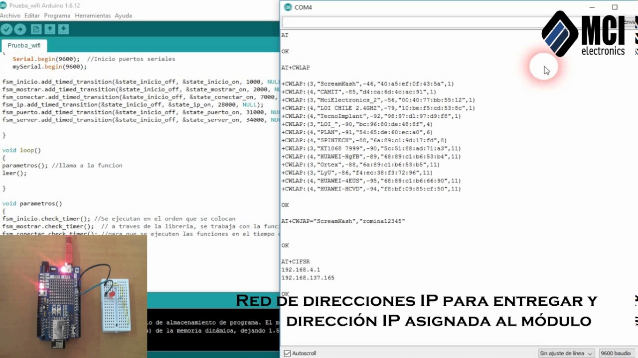 Wifi Bee + PICARO controlado por Comandos AT