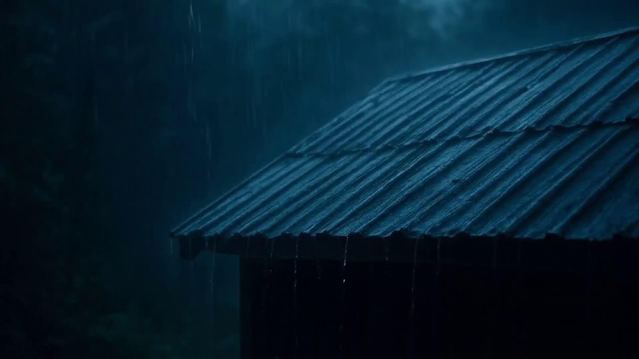 Deep Sleep Ambience | Heavy Rain Falling on a Forest Roof