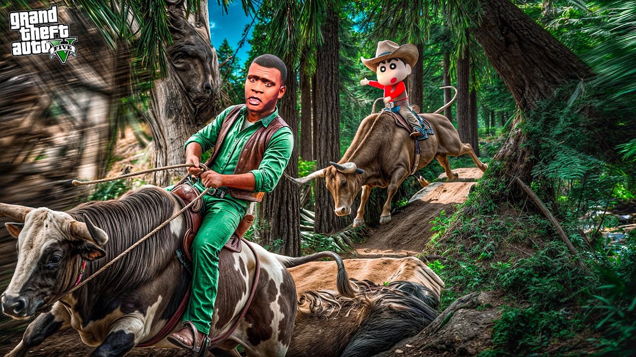 Franklin & Shinchan Become COW RACERS in GTA 5