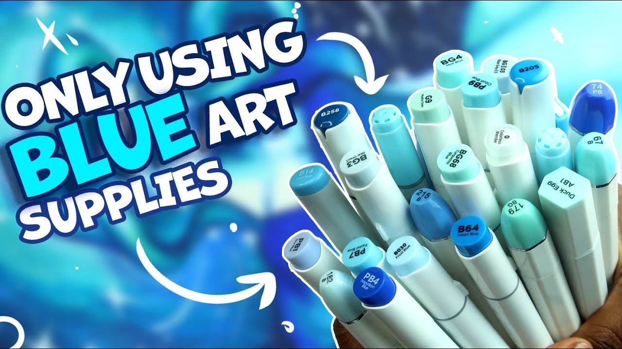 BLUE 💙 💙 -  illustrating only using blue markers, pens & color pencils