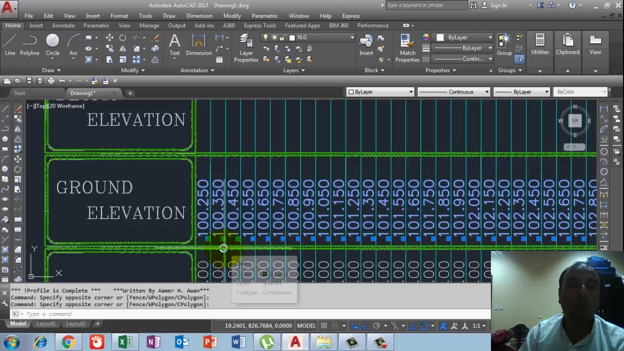 How to Create a Profile in Auto cad with actual & Design Elevation(with Lisp) in Urdu/Hindi