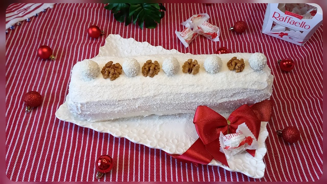 مستحيل متجربوهاش‼️بسكوي رولي بدون جنواز بمذاق رافايلو وجوز الهند مذاق خيالي🥥 Bûche Roulée Raffaello