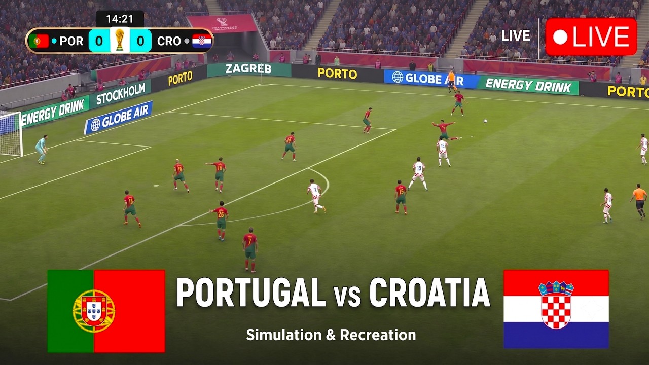 🔴Live : Portugal vs Croatia I Full Match Simulation I Football Video Game I eFootball Pes 2021