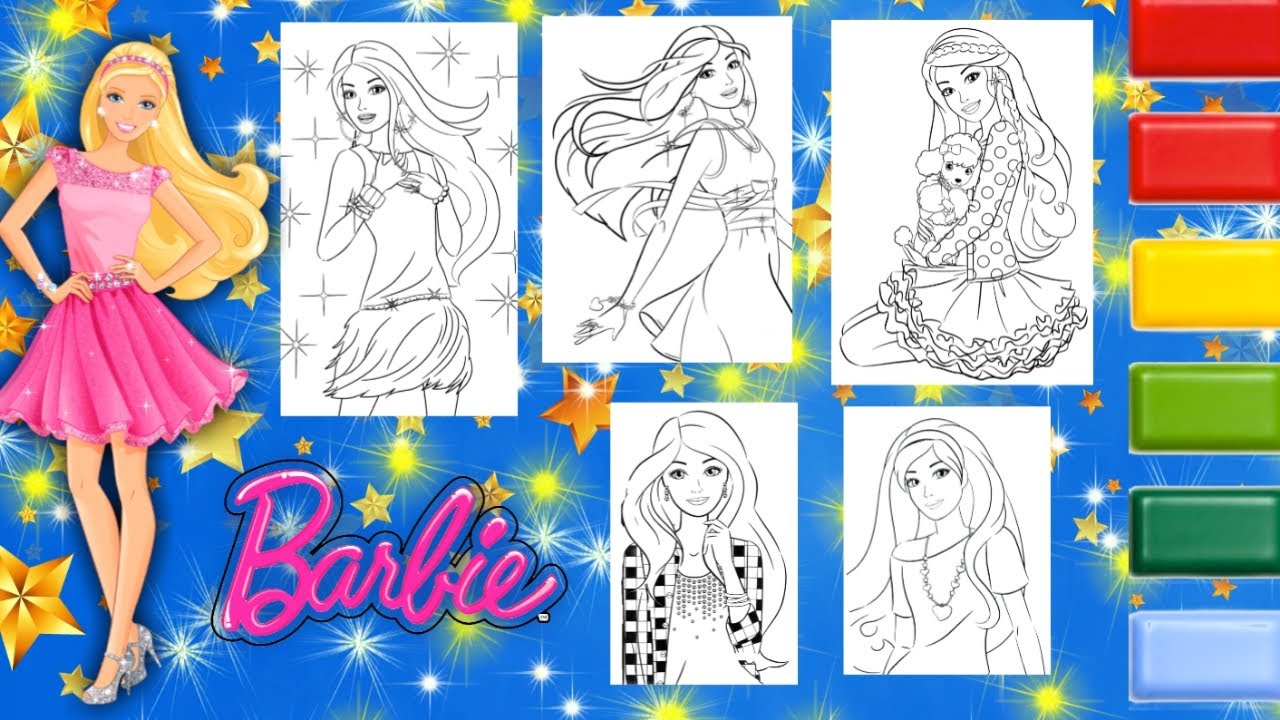 Barbie Coloring Pages | Speed Coloring | Glitter Coloring Barbie Doll Coloring Pages