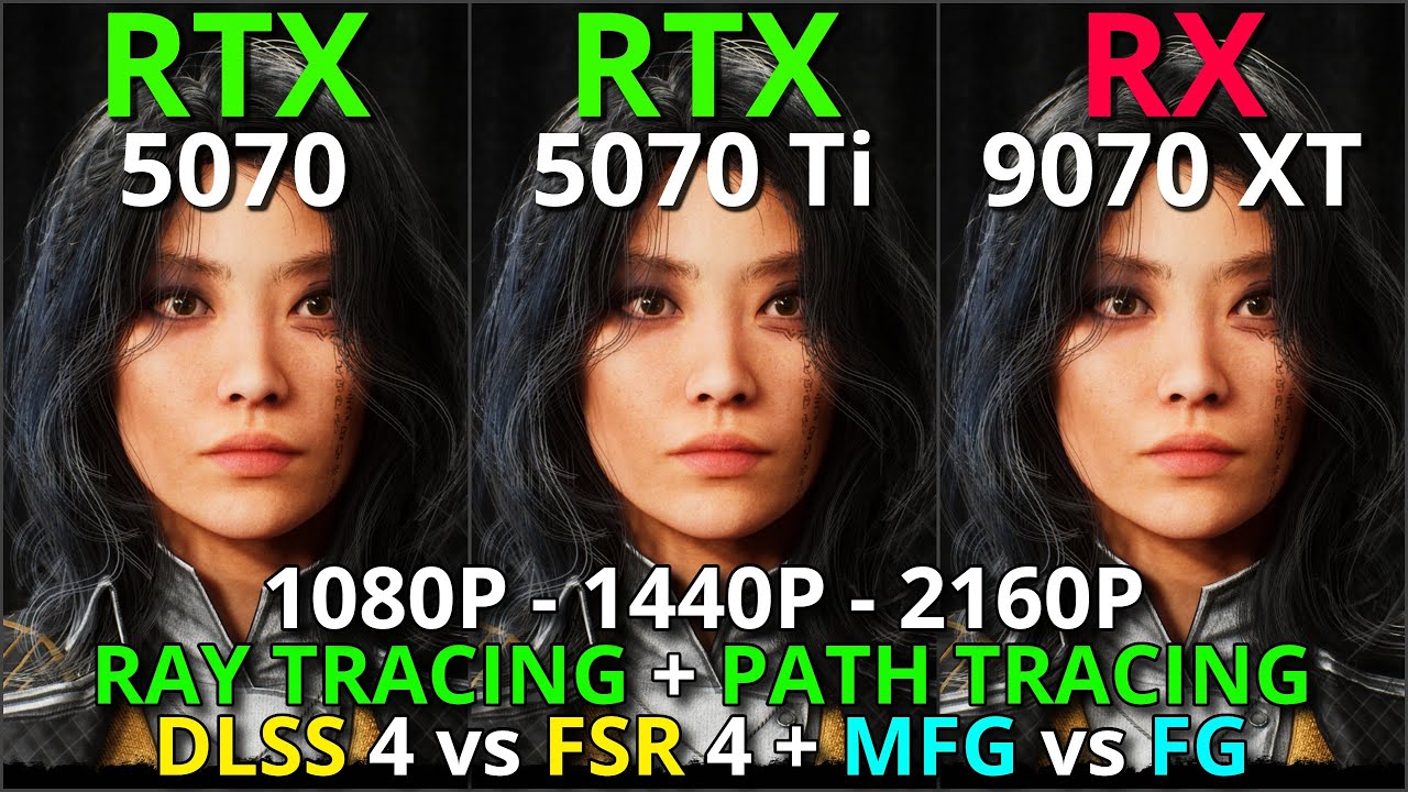 RTX 5070 vs RTX 5070 Ti vs RX 9070 XT | Ray/Path Tracing | DLSS 4 vs FSR 4 + FG/MFG | 1080p 1440p 4K