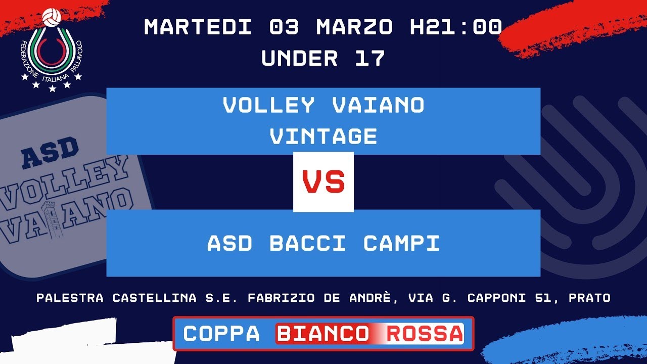 03/03/26 | UNDER 17 | PVP VOLLEY VAIANO VINTAGE U17 vs ASD PALLAVOLO BACCI | Giornata n. 3 🏆BR