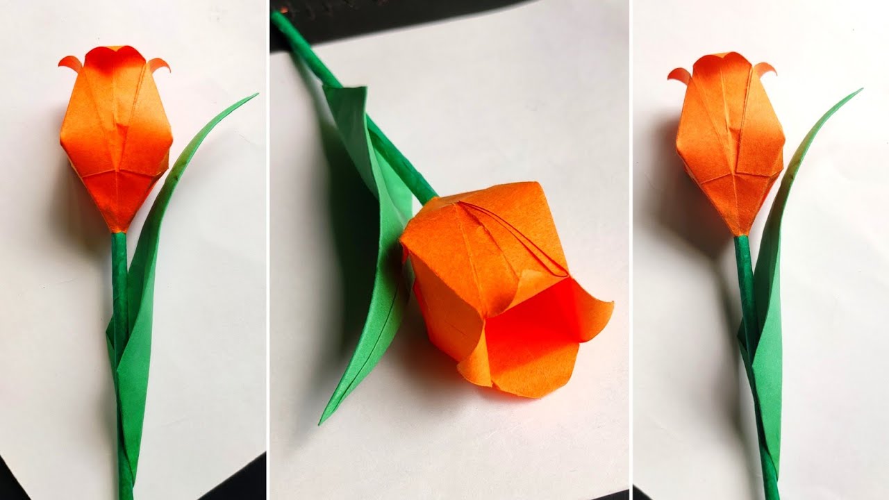 Origami Tulip Flower | Paper Tulip Flower | How To Make Paper Tulip Flower | Origami Flower