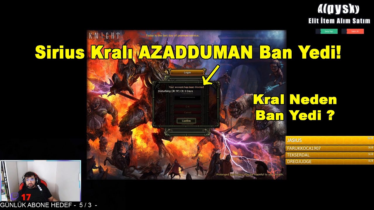 Sirius Kralı AZADDUMAN Ban Yedi! Kral Neden Ban Yedi ? | Knight Online