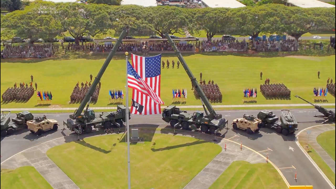 (B-Roll: Drone) 3d Marines redesignates to 3d MLR ceremony