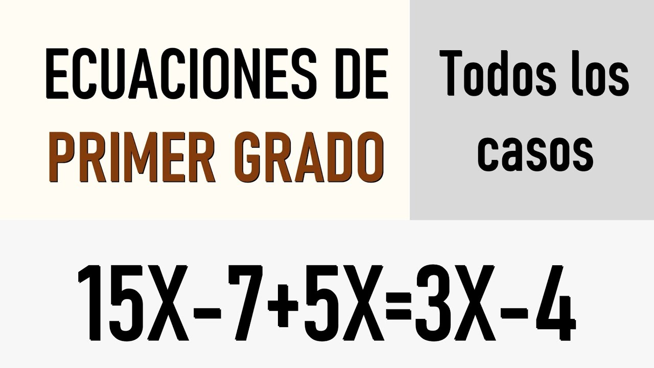 ECUACIONES DE PRIMER GRADO o LINEALES. Para principiantes. Álgebra Básica