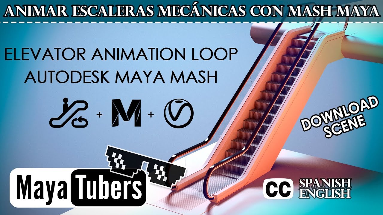 Modelar y Animar Escaleras Mecanicas con Autodesk Maya MASH y Renderizado con VRay - MayaTubers