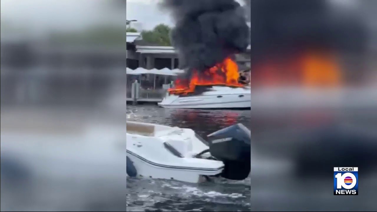 Boat catches fire near Commercial Boulevard