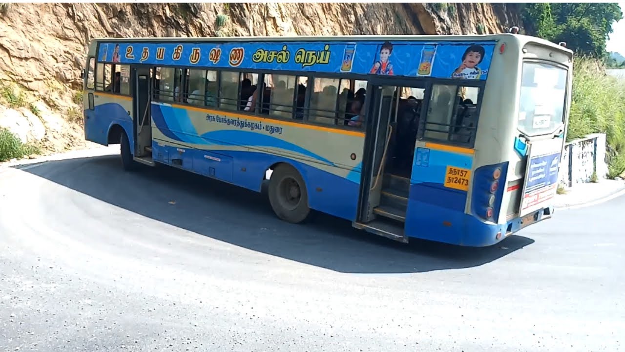 Govt Bus & Car Crossing Theni to Munnar Hills Road TN